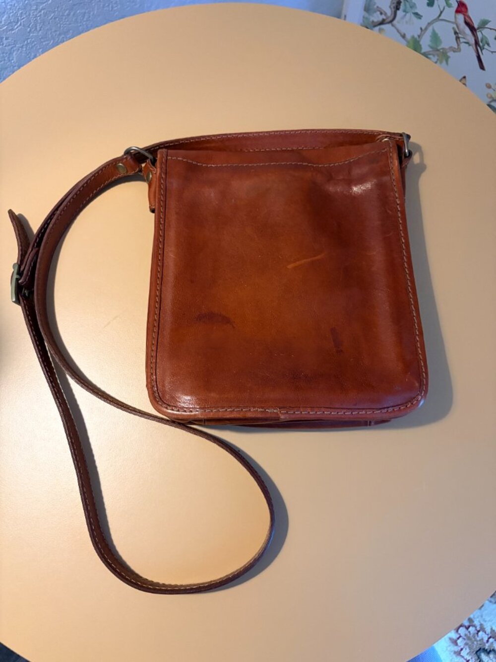 Vintage Italian Leather "Vera Pelle" Crossbody Saddle Bag - Picture 7 of 11